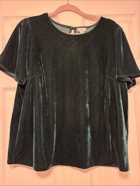 J. Crew Short-Sleeve Velvet Tee in Dark Green